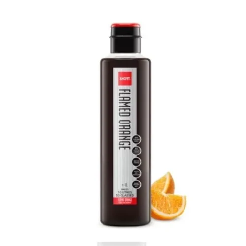 An image of a bottle of shott flamed orange