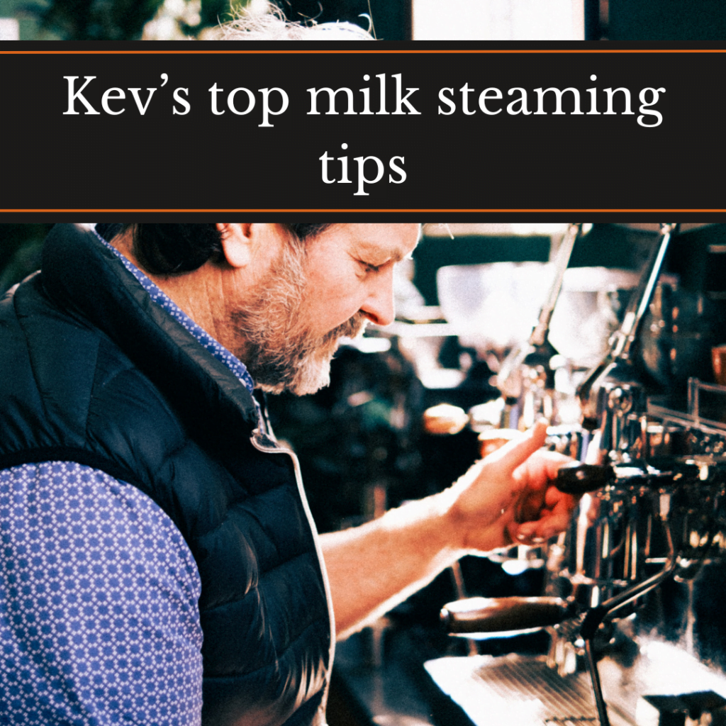 Kev's top milk steaming tips, Kev steaming milk at an espresso machine